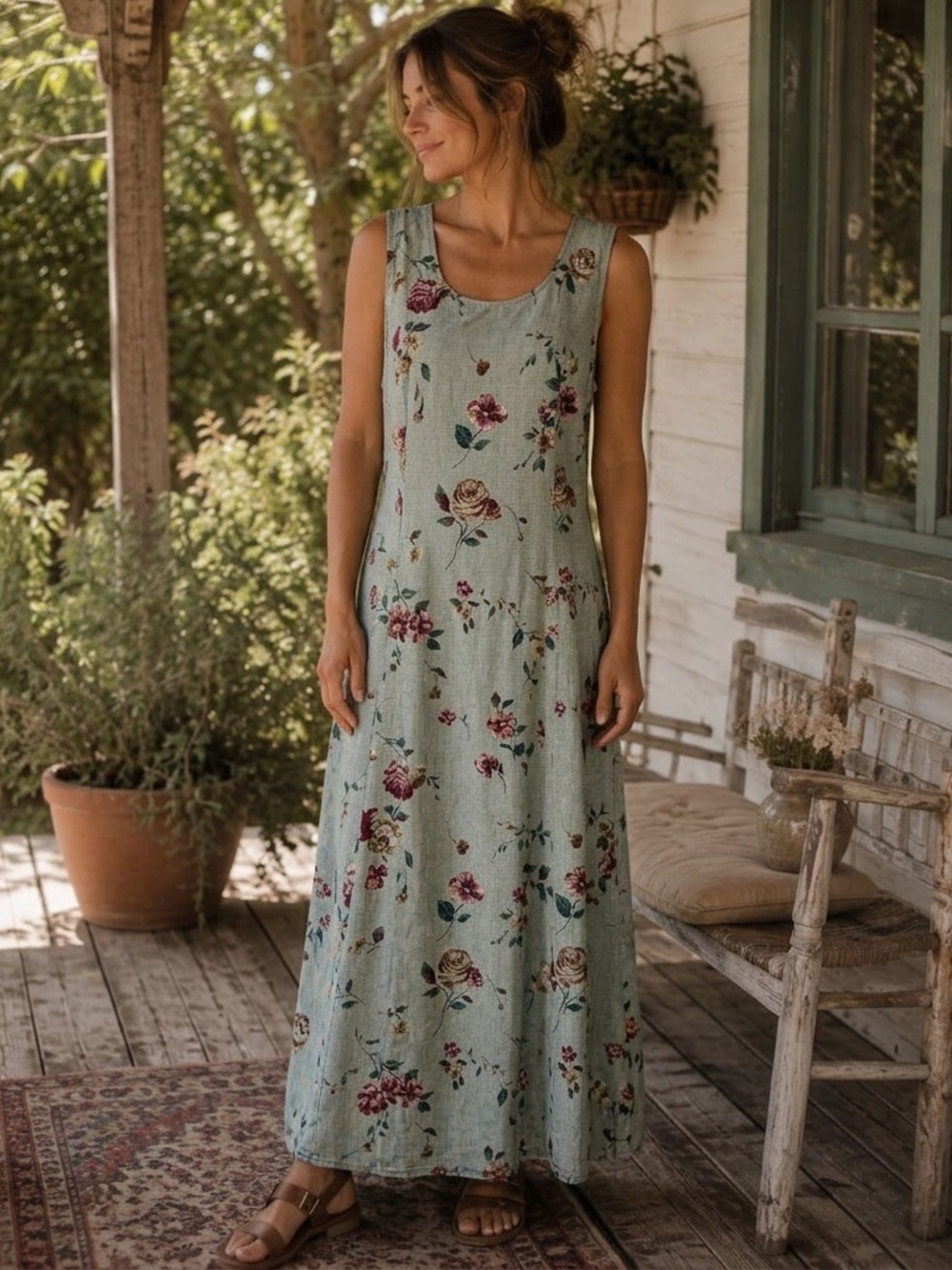 VINTAGE 90s Floral Maxi Dress